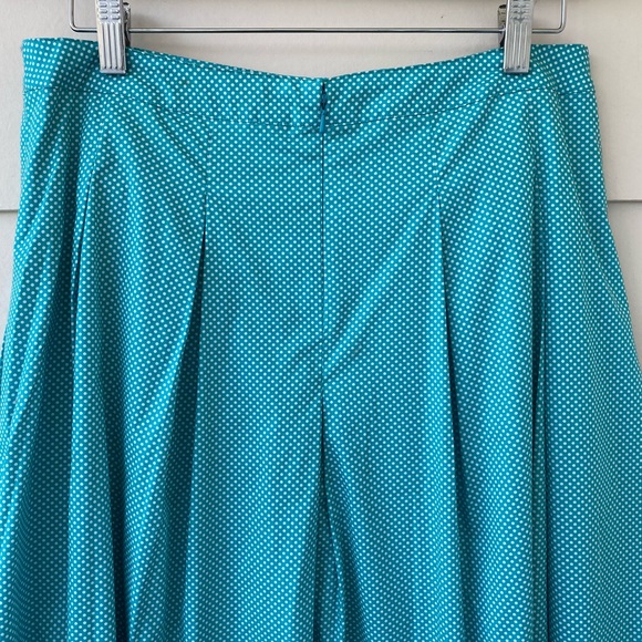 TALBOTS • NWT Turquoise and White Polka Dot A Line Pleated Skirt size 8P - Picture 9 of 16